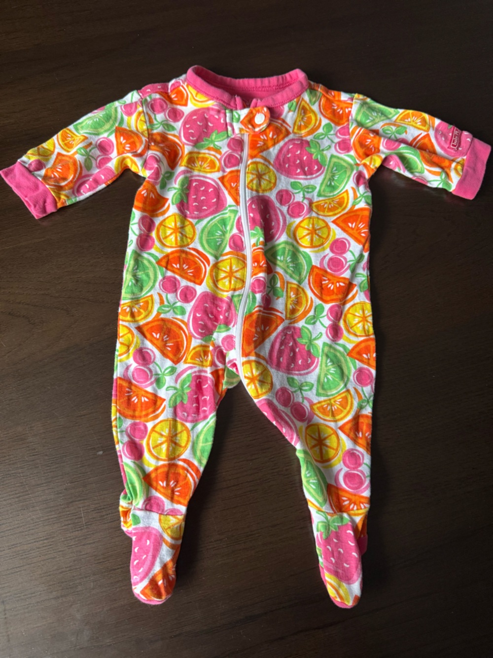 The Children’s Place Newborn Baby Sleeper Tutti Frutti Pink Fruit Pattern